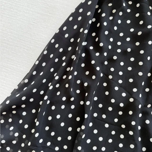Express black & white polka dot midi dress with ruffle detail - Picture 5 of 7